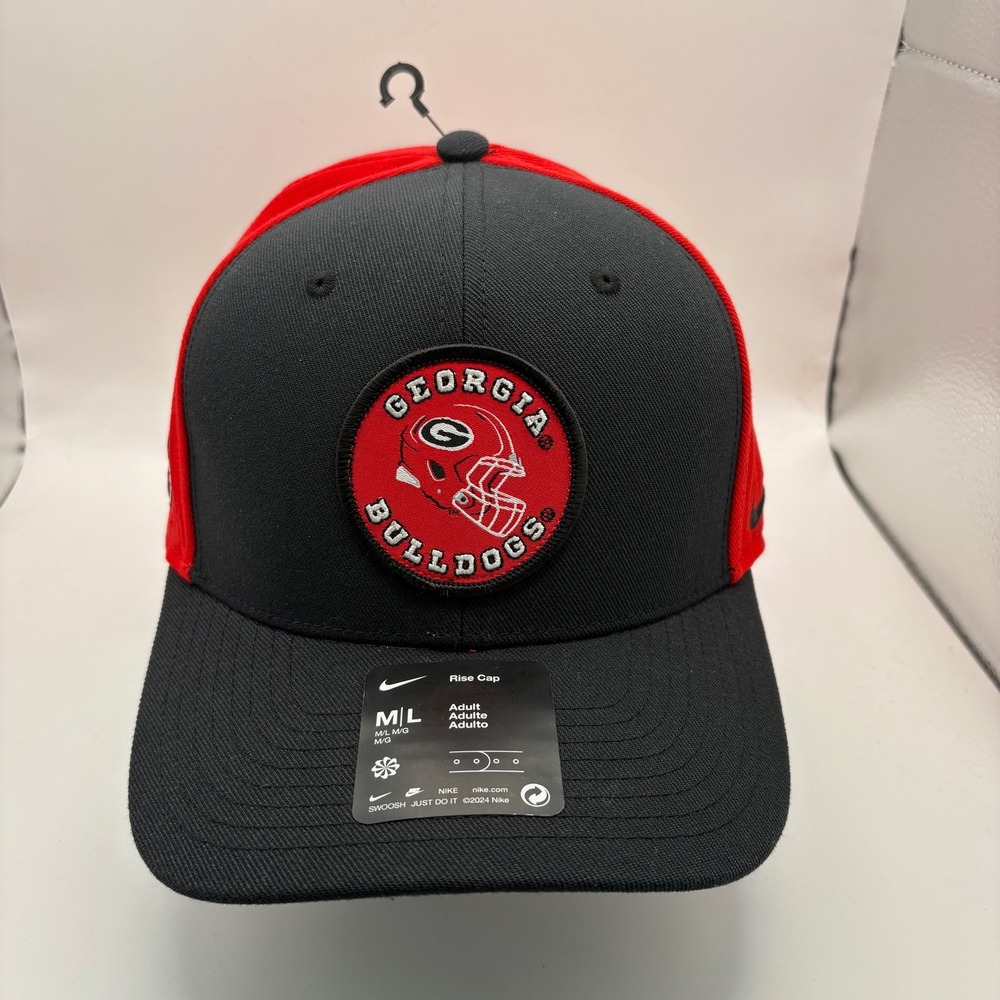 Nike Georgia Bulldogs Rise Cap Men M/L Black Red Dri-FIT Snapback Hat‎ NC94-053Y